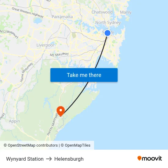 Wynyard Station to Helensburgh map