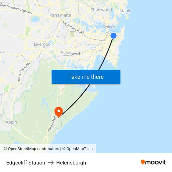 Edgecliff Station to Helensburgh map