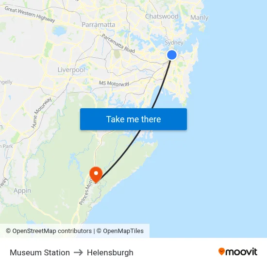 Museum Station to Helensburgh map