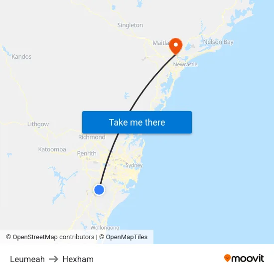 Leumeah to Hexham map