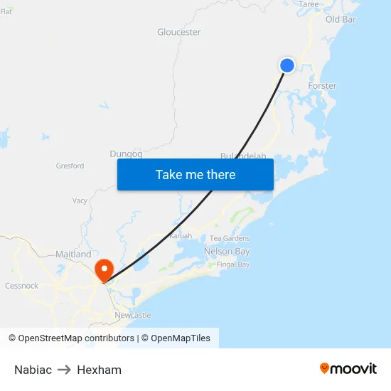 Nabiac to Hexham map