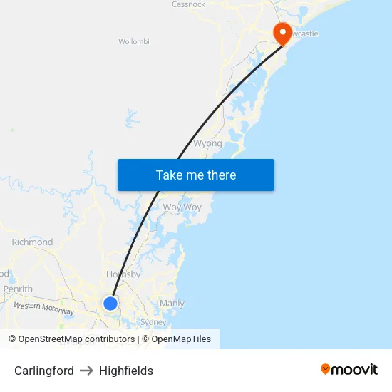 Carlingford to Highfields map