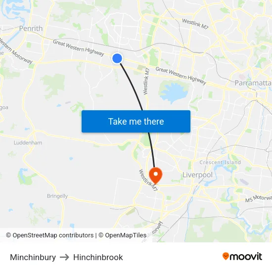 Minchinbury to Hinchinbrook map
