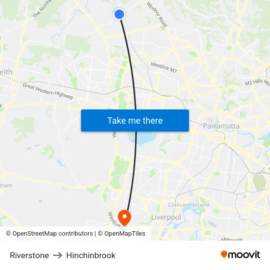 Riverstone to Hinchinbrook map