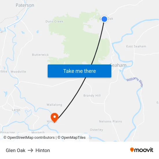 Glen Oak to Hinton map