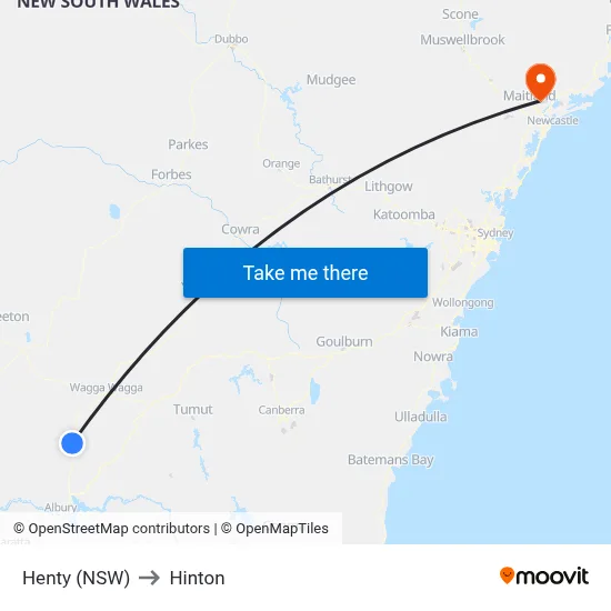 Henty (NSW) to Hinton map
