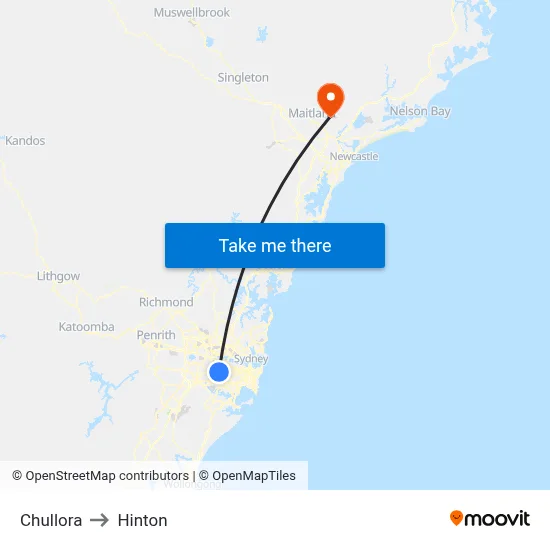 Chullora to Hinton map