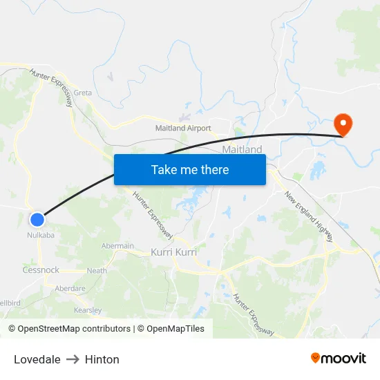 Lovedale to Hinton map