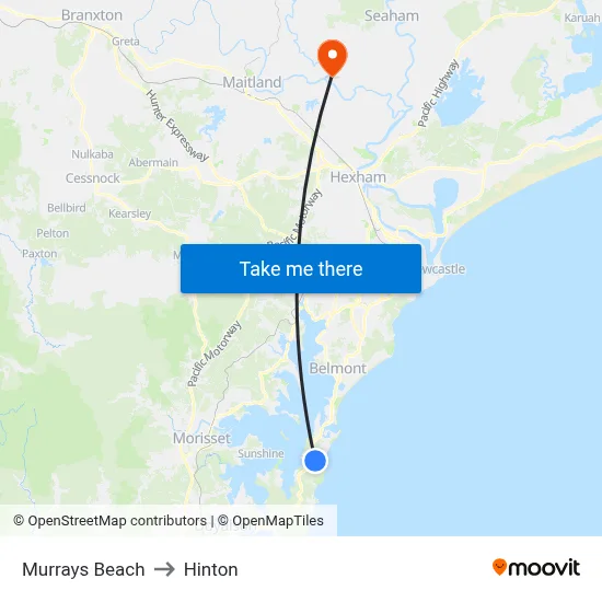 Murrays Beach to Hinton map