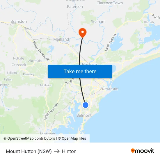 Mount Hutton (NSW) to Hinton map