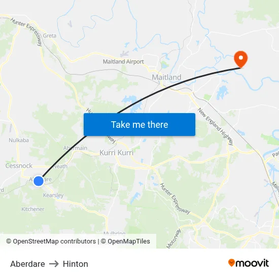 Aberdare to Hinton map