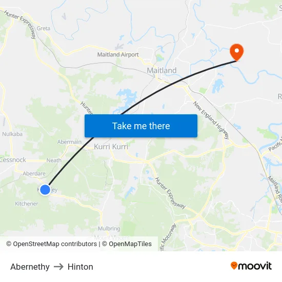 Abernethy to Hinton map