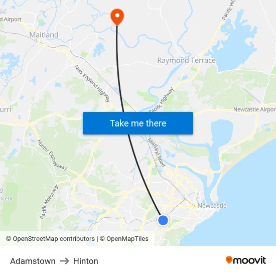 Adamstown to Hinton map