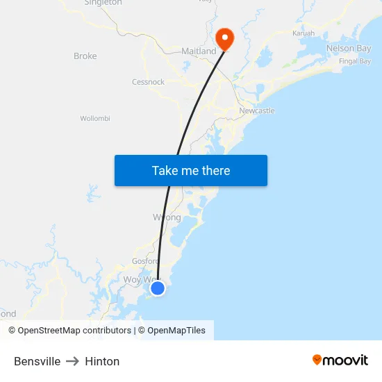 Bensville to Hinton map