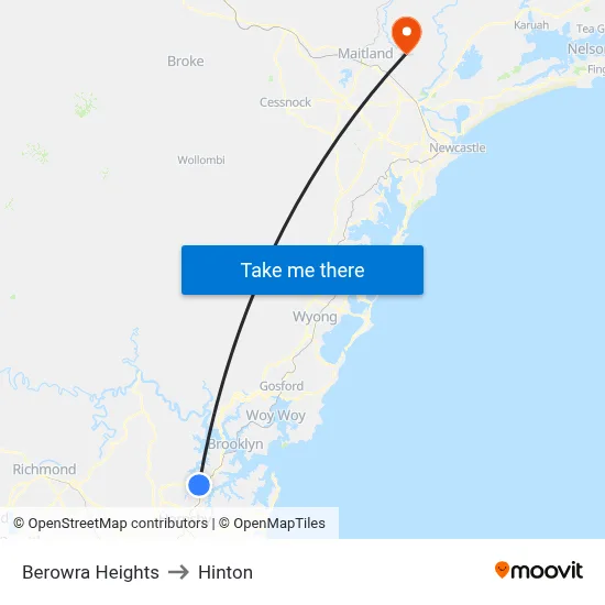 Berowra Heights to Hinton map
