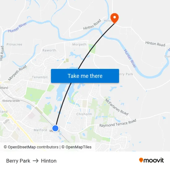 Berry Park to Hinton map