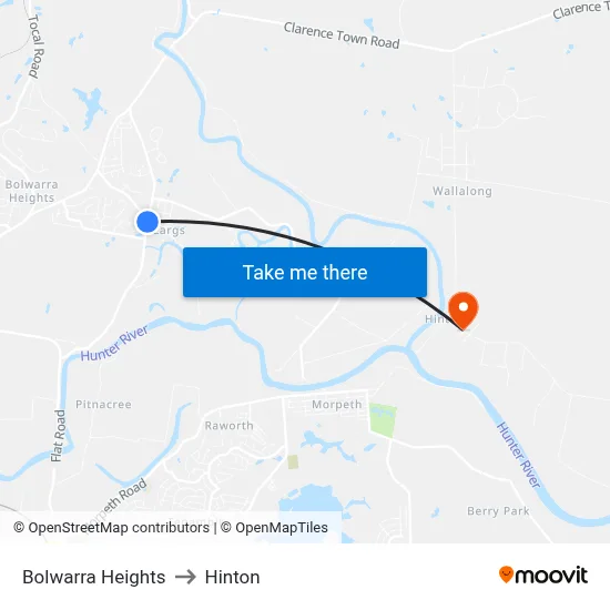 Bolwarra Heights to Hinton map