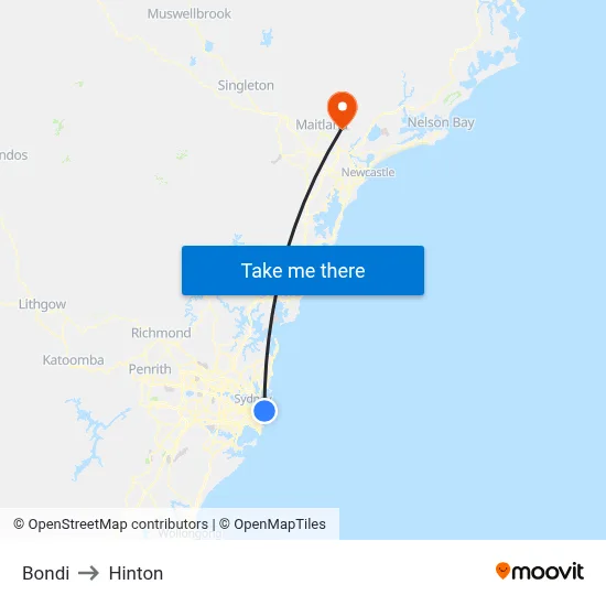 Bondi to Hinton map