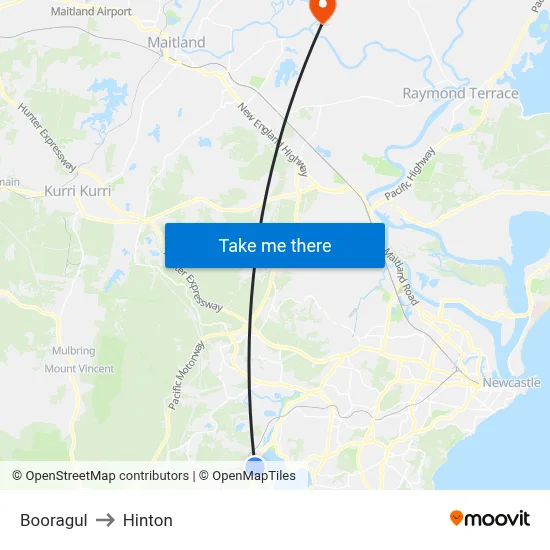 Booragul to Hinton map