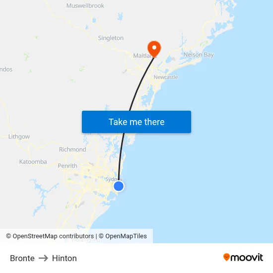 Bronte to Hinton map