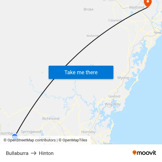 Bullaburra to Hinton map
