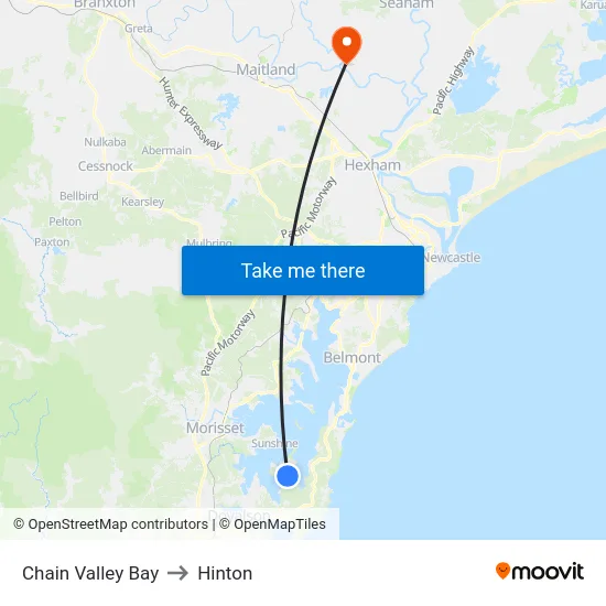 Chain Valley Bay to Hinton map