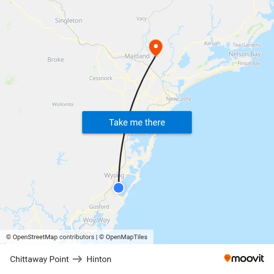 Chittaway Point to Hinton map