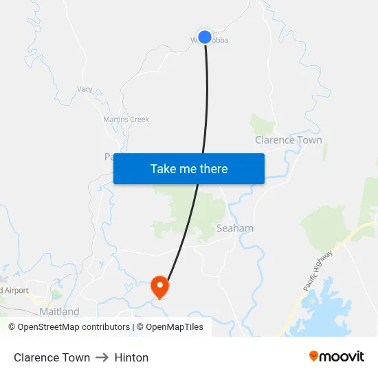 Clarence Town to Hinton map