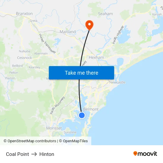 Coal Point to Hinton map