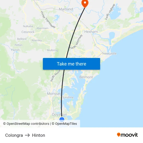 Colongra to Hinton map