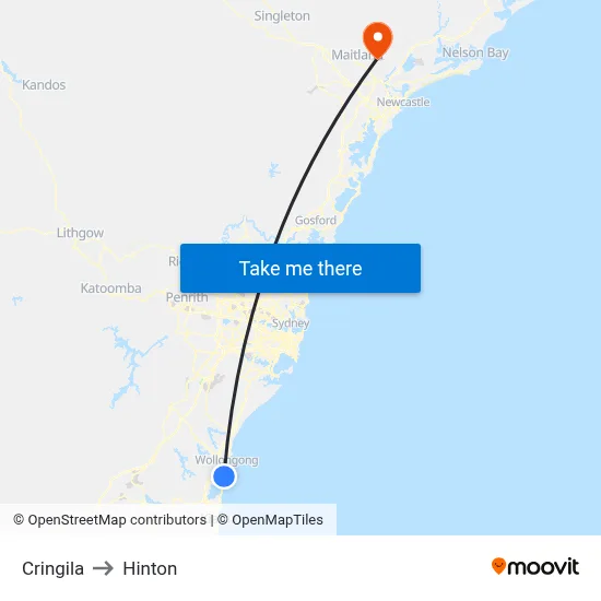 Cringila to Hinton map