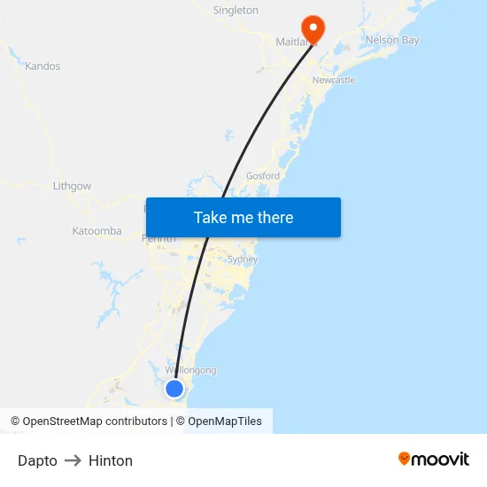 Dapto to Hinton map