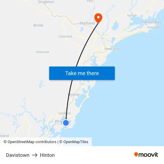Davistown to Hinton map