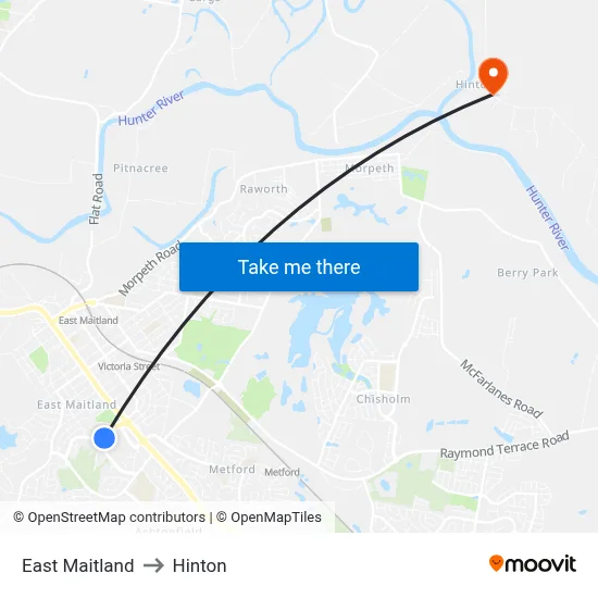 East Maitland to Hinton map