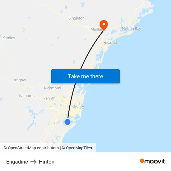 Engadine to Hinton map