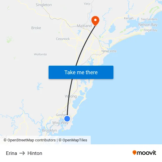 Erina to Hinton map