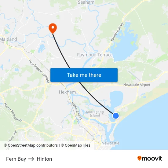 Fern Bay to Hinton map