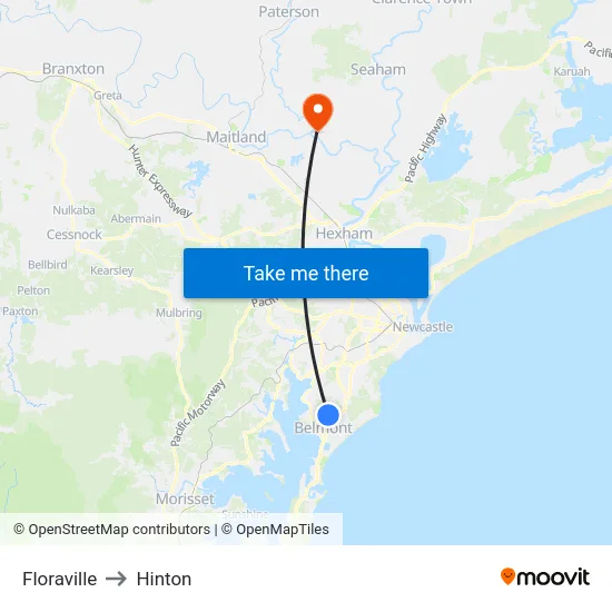 Floraville to Hinton map