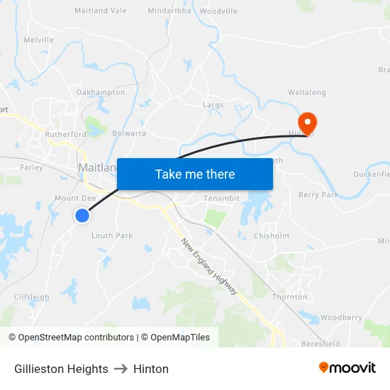 Gillieston Heights to Hinton map