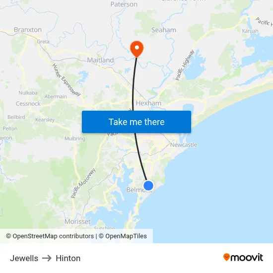 Jewells to Hinton map