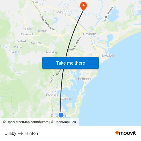 Jilliby to Hinton map