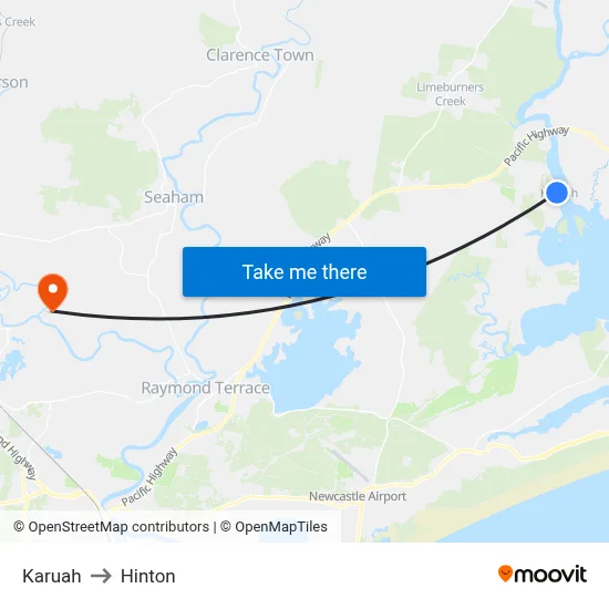 Karuah to Hinton map