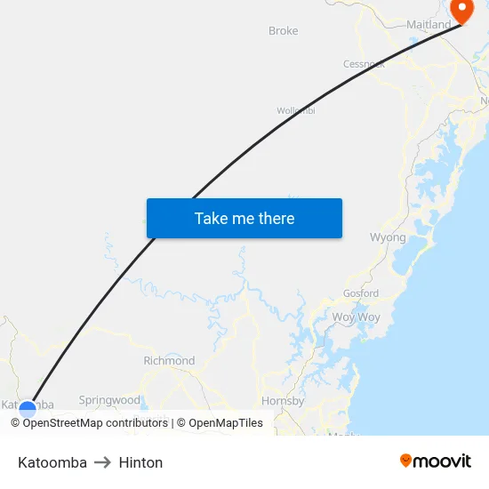Katoomba to Hinton map