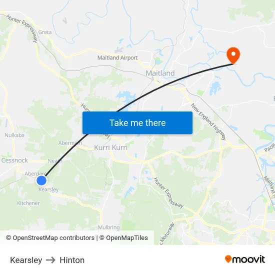 Kearsley to Hinton map