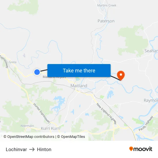 Lochinvar to Hinton map