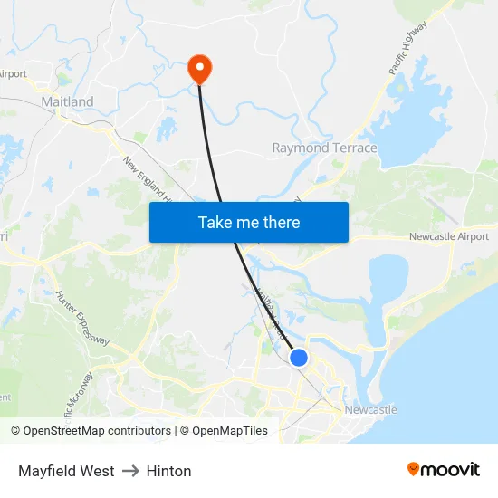 Mayfield West to Hinton map