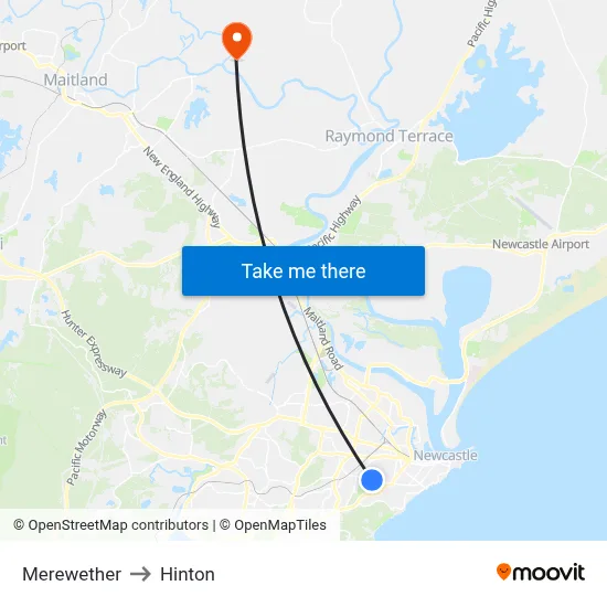 Merewether to Hinton map