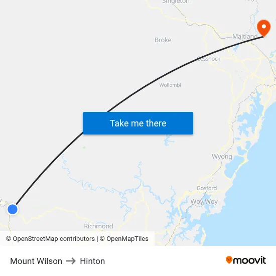 Mount Wilson to Hinton map