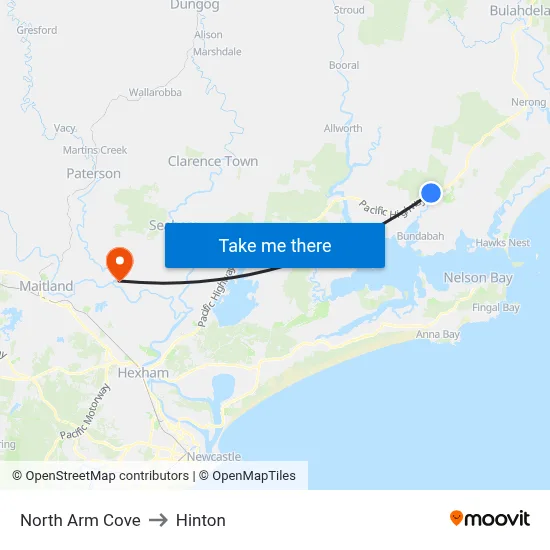 North Arm Cove to Hinton map
