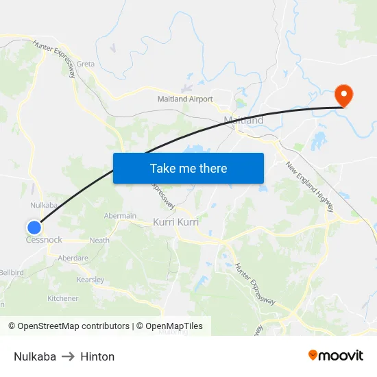 Nulkaba to Hinton map